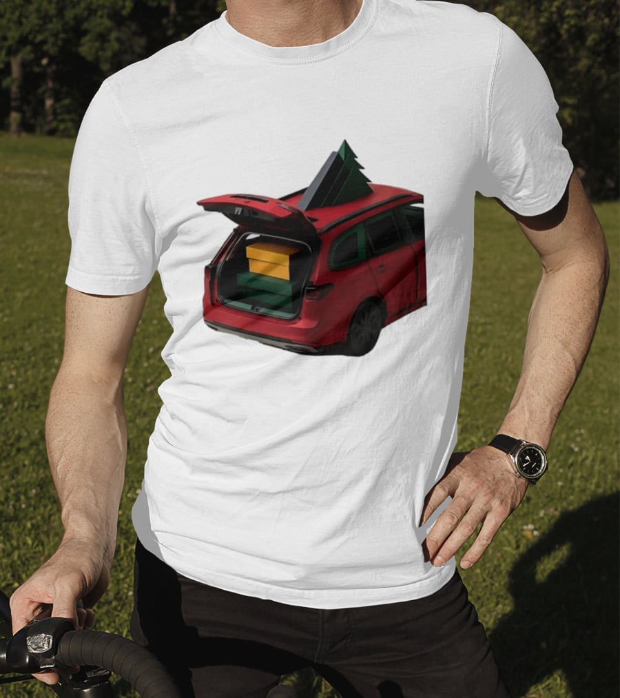 Most Likely To Pack The Car Festive Holiday Travel Scene With Christmas Tree And Gifts T-Shirt
