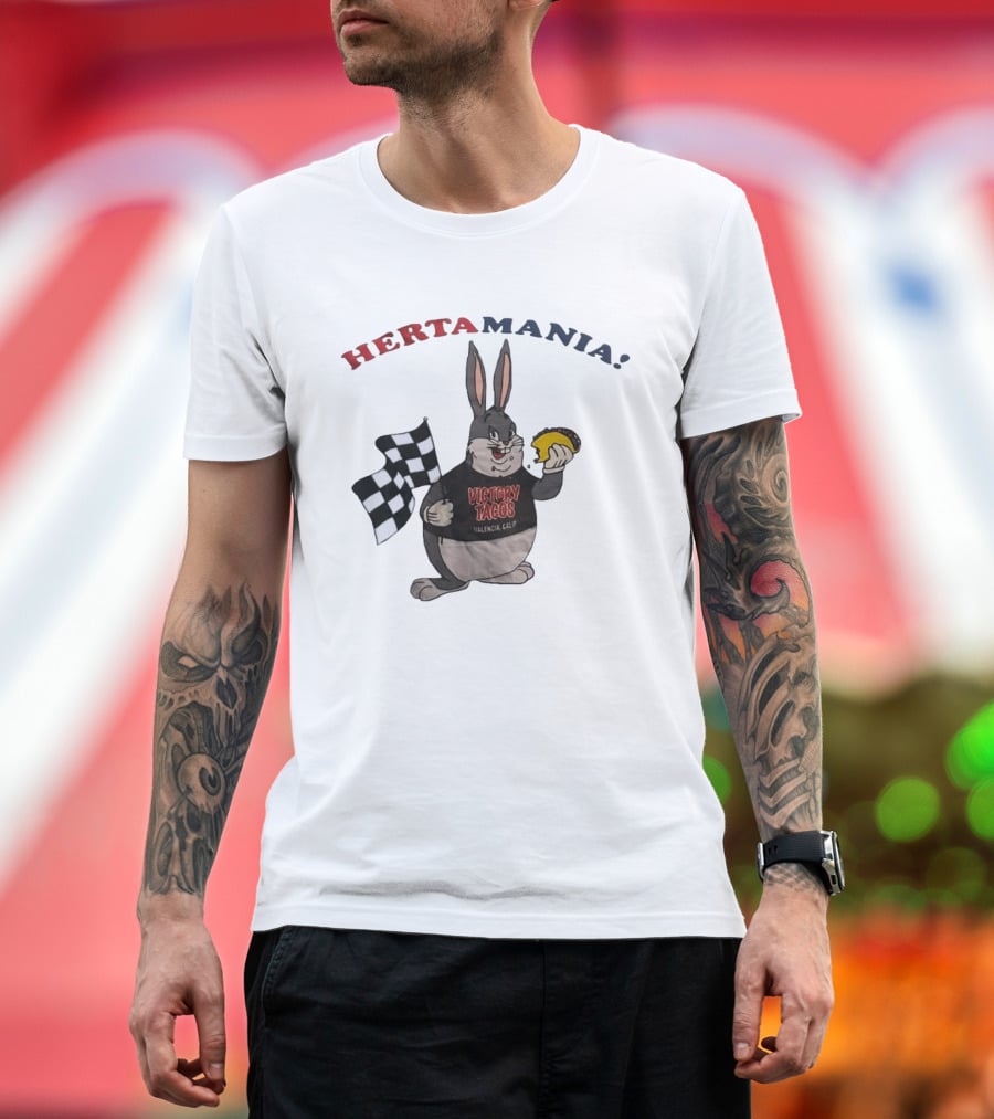 Hertamania Victory Tacos Valencia Calif Big Chungus Checkered Flag T-Shirt