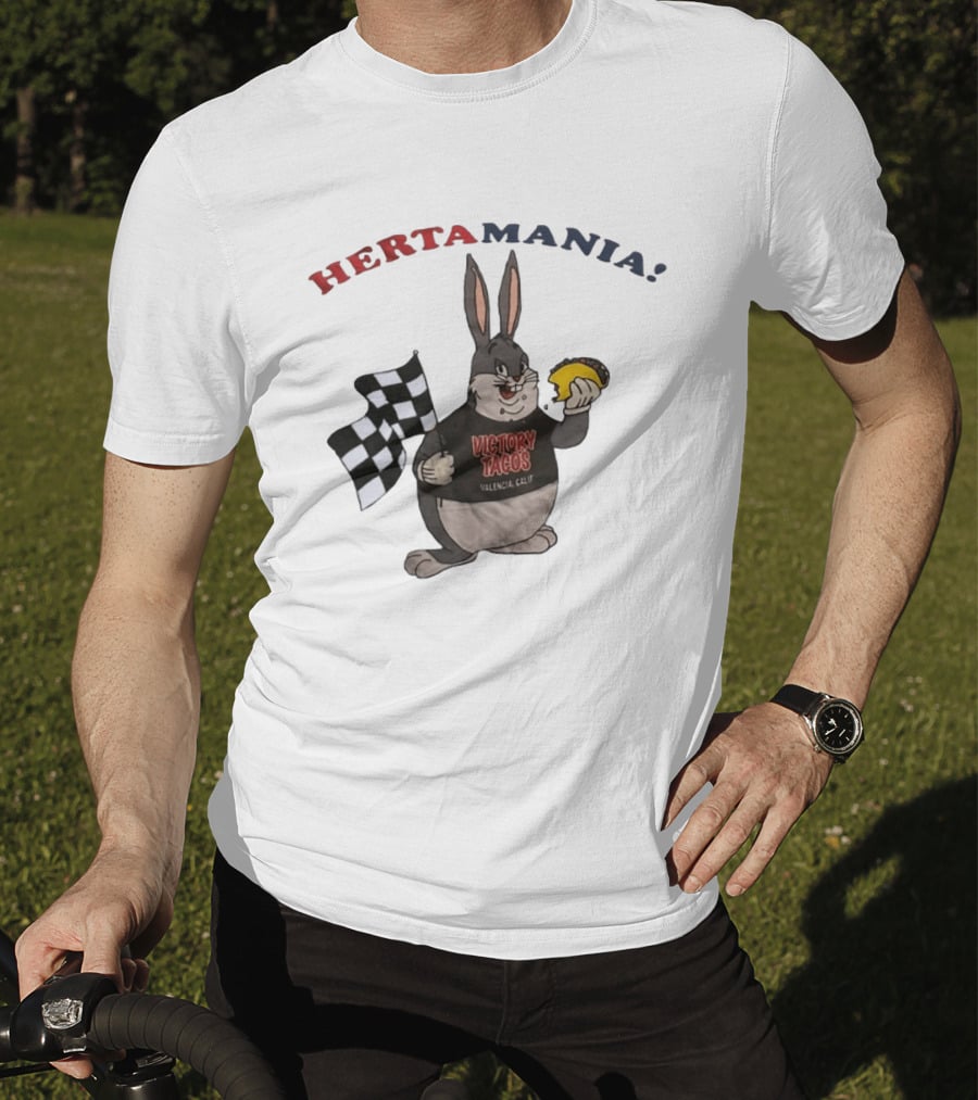 Hertamania Victory Tacos Valencia Calif Big Chungus Checkered Flag T-Shirt