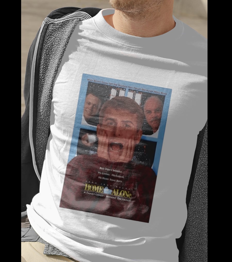 Home Alone But Don't Worry He Cooks He Cleans He Kicks Some Butt John Hughes Movie Kevin McCallister T-Shirt