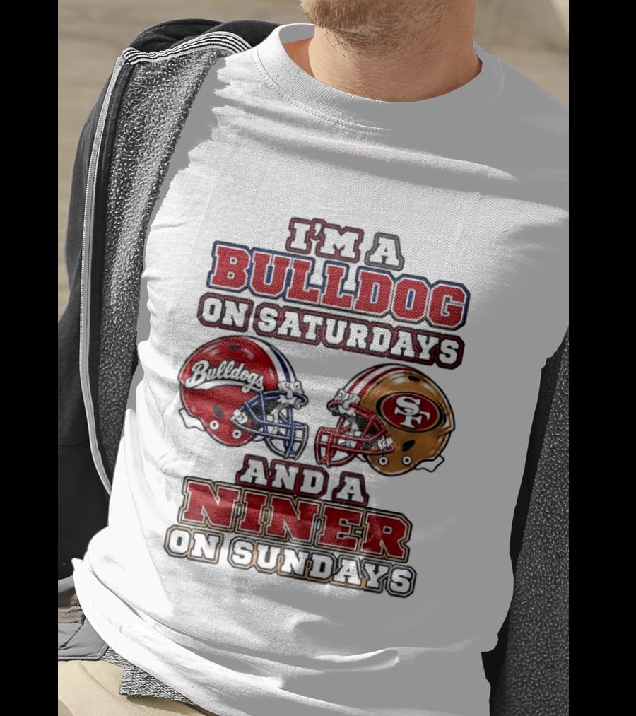 I'm A Bulldog On Saturdays And A Niner On Sundays Football Helmets T-Shirt