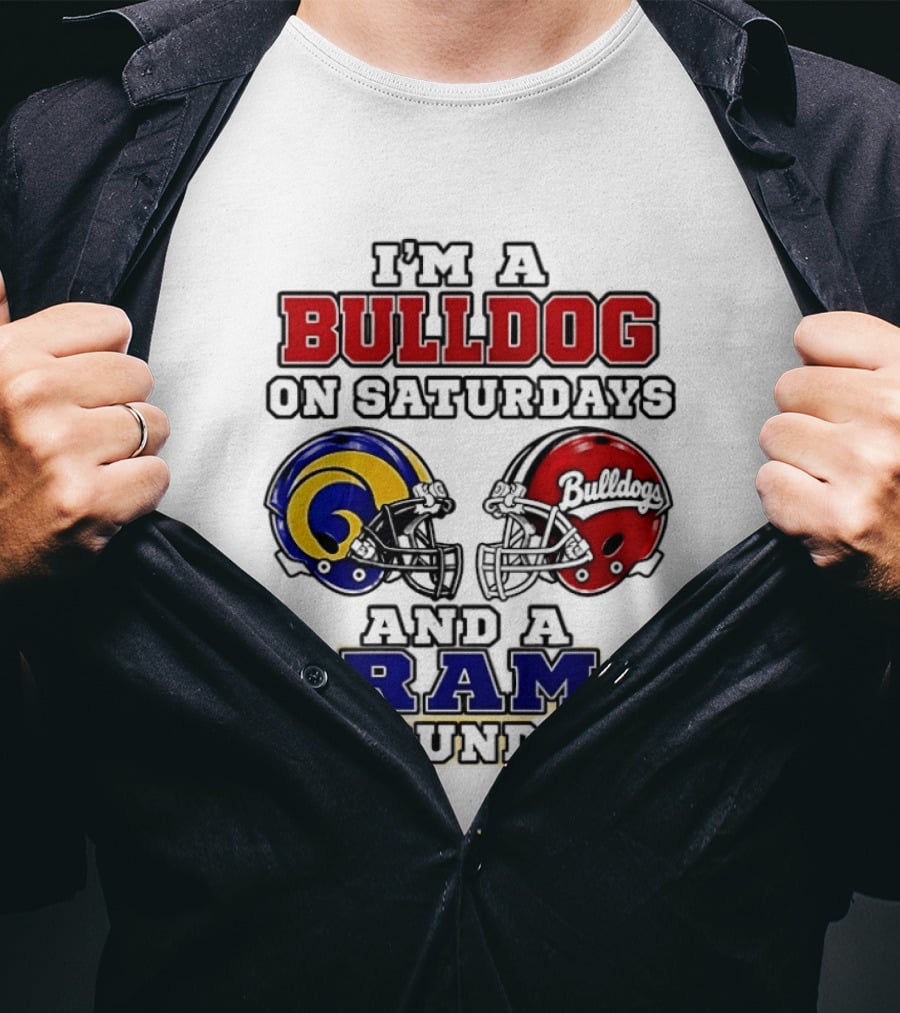 I'm A Bulldog On Saturdays And A Ram On Sundays Football Helmets T-Shirt