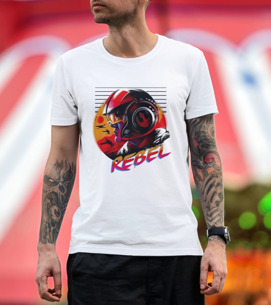Star Wars Rebel Pilot Helmet Sunset Sci Fi Rebel T-Shirt