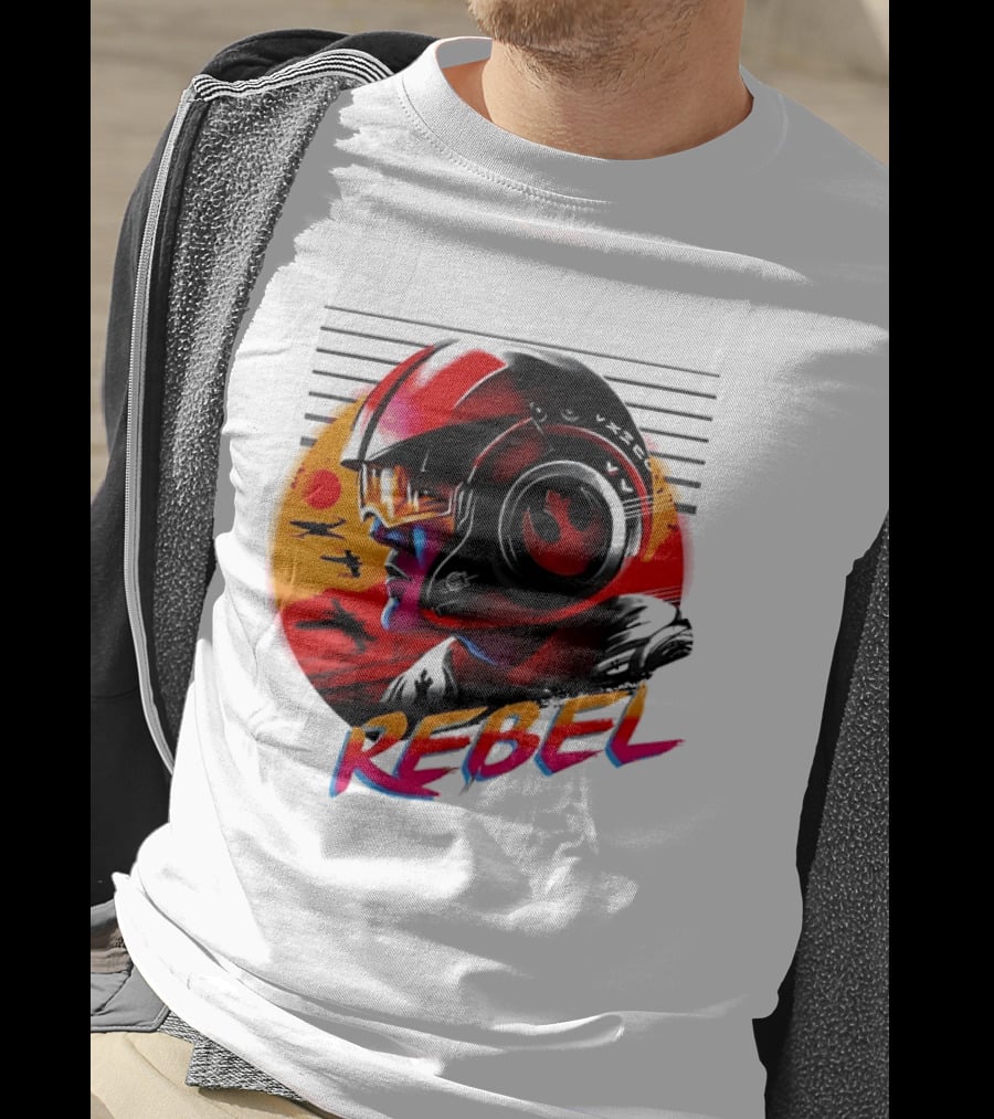 Star Wars Rebel Pilot Helmet Sunset Sci Fi Rebel T-Shirt