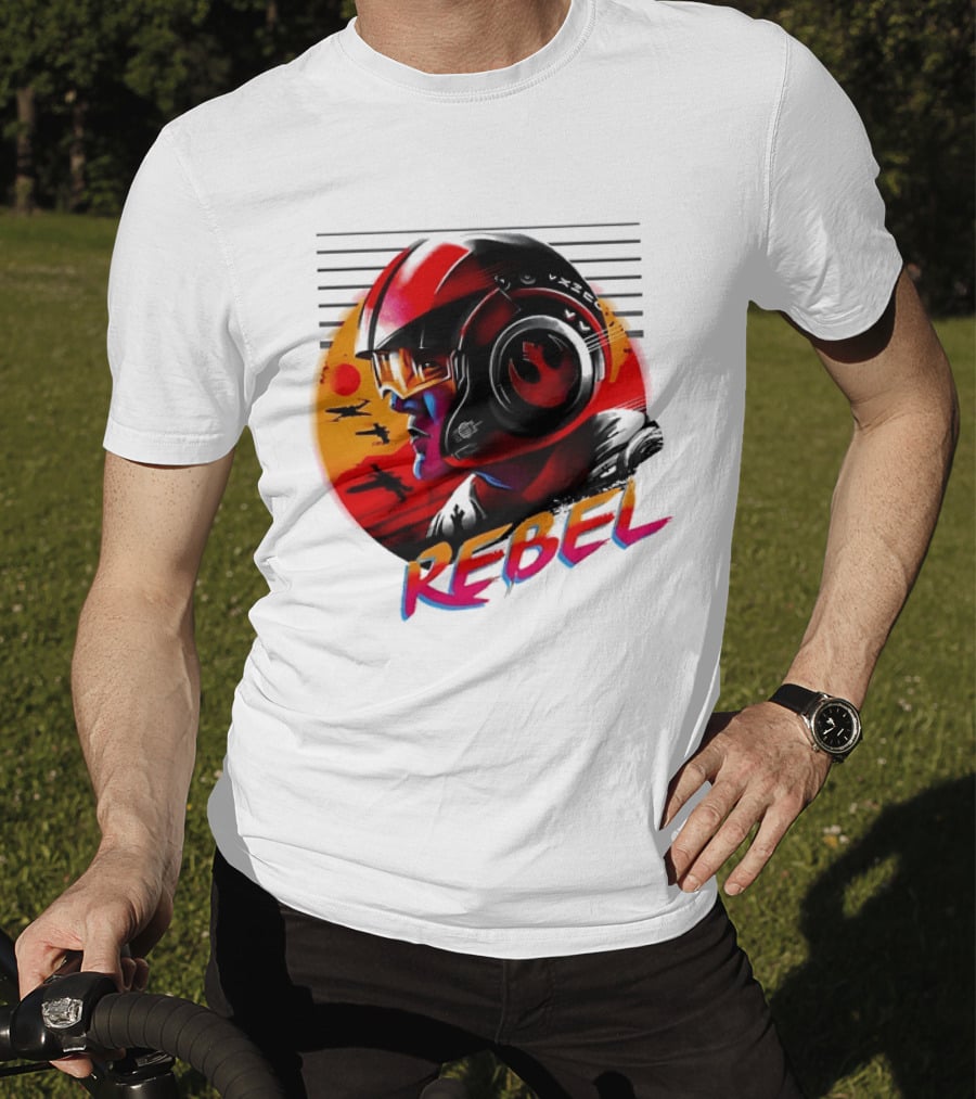 Star Wars Rebel Pilot Helmet Sunset Sci Fi Rebel T-Shirt