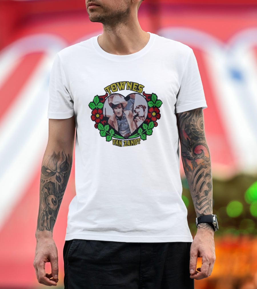 Townes Van Zandt Heart And Flowers Retro Folk T-Shirt
