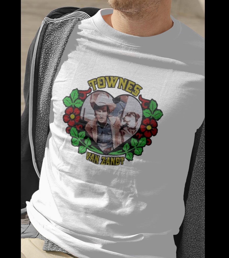 Townes Van Zandt Heart And Flowers Retro Folk T-Shirt