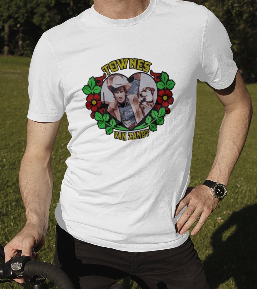 Townes Van Zandt Heart And Flowers Retro Folk T-Shirt