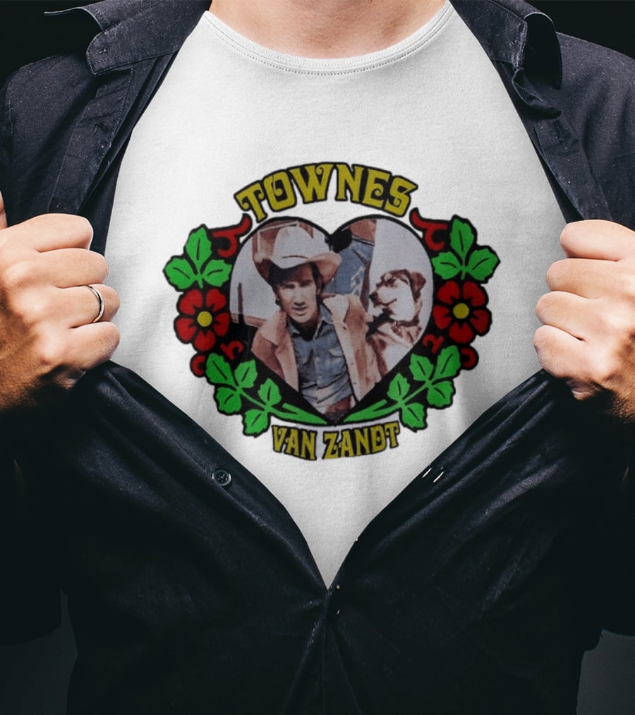 Townes Van Zandt Heart And Flowers Retro Folk T-Shirt