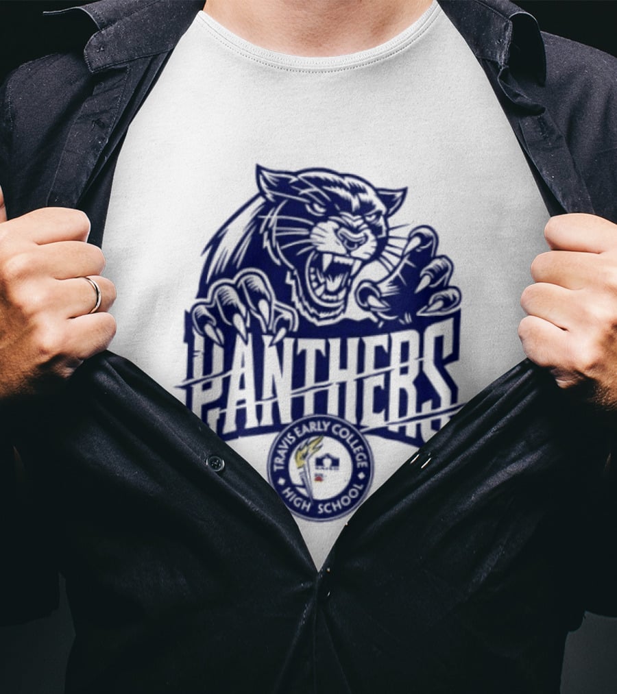 Travis Early College High School Panthers Roaring Panther Paw Claw T-Shirt