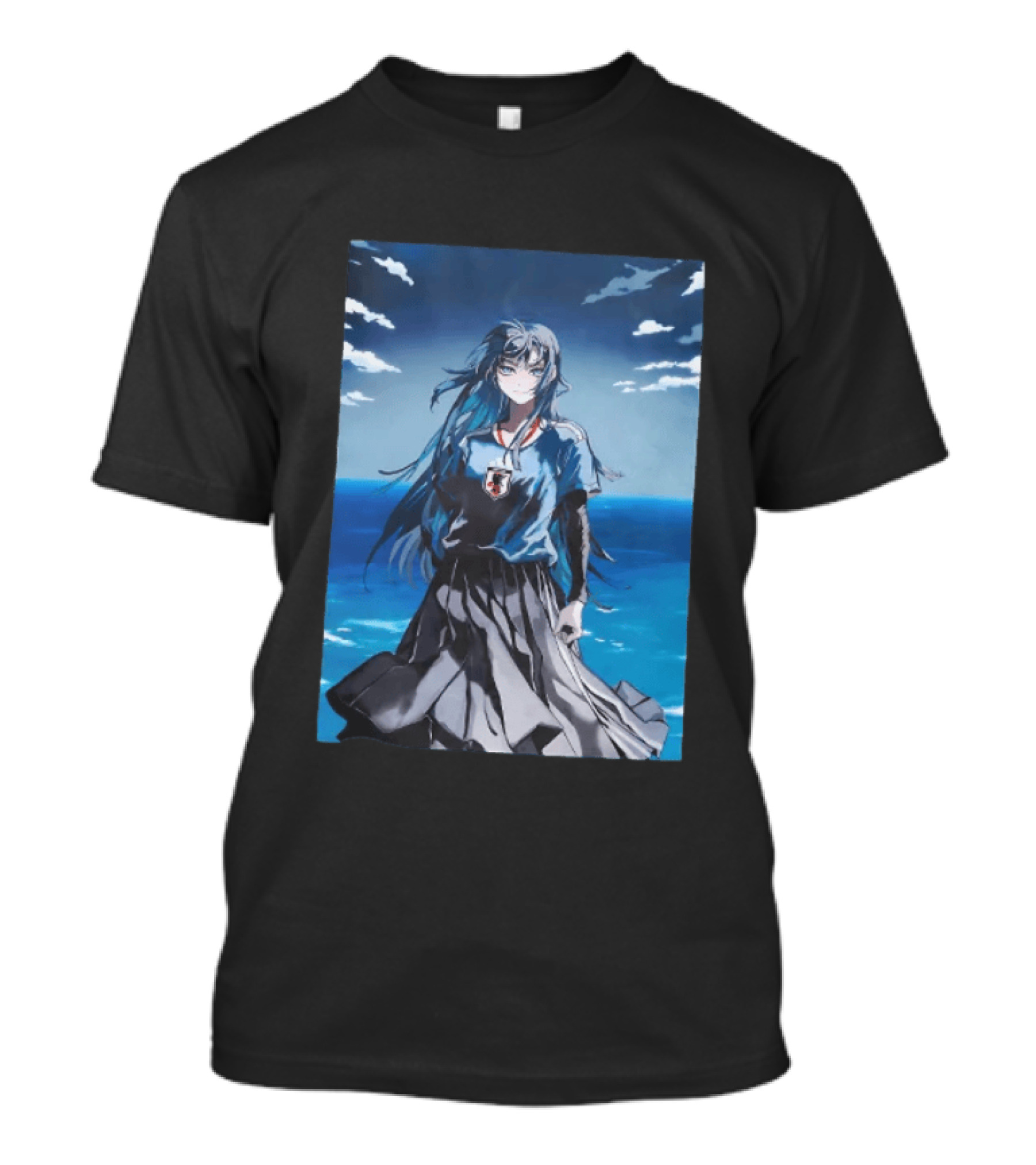 Anime Girl Japan National Football Team JFA Samurai Ocean Scene T-Shirt