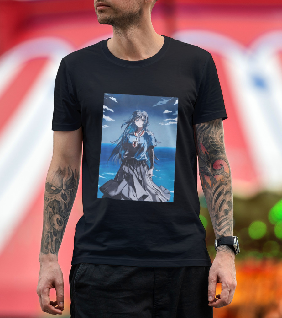 Anime Girl Japan National Football Team JFA Samurai Ocean Scene T-Shirt