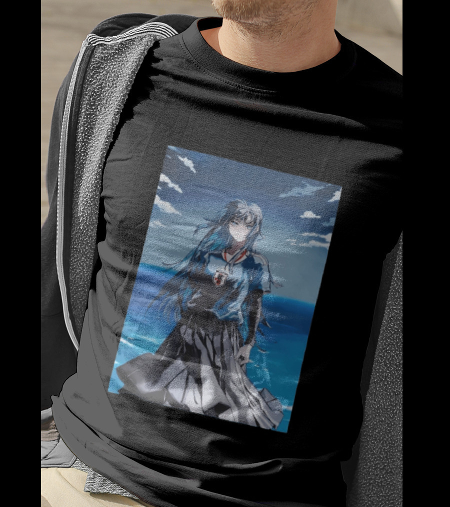 Anime Girl Japan National Football Team JFA Samurai Ocean Scene T-Shirt