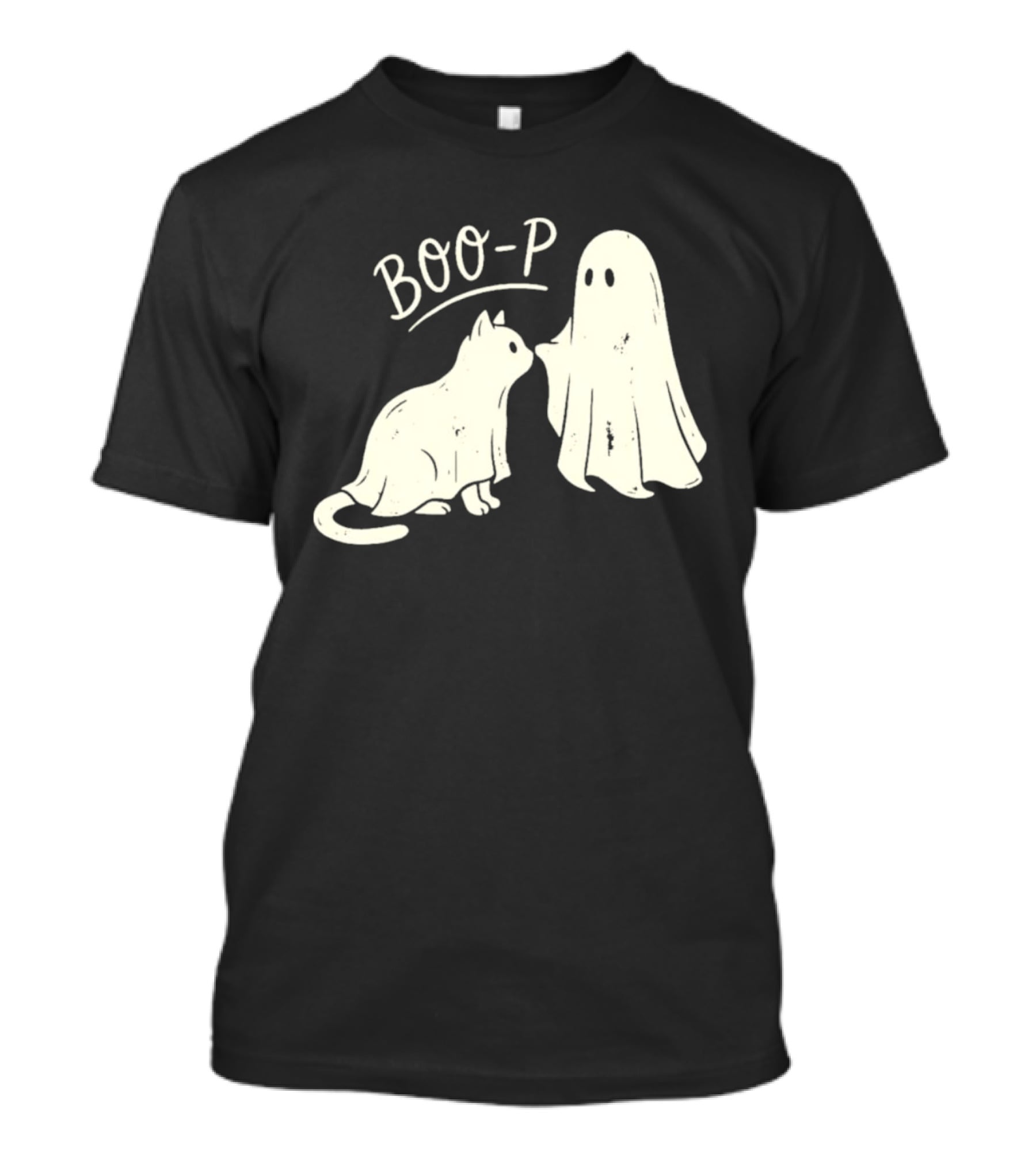 Boo P Humor Halloween Cat Ghost Playful Spirit And Feline Paw Interaction T-Shirt