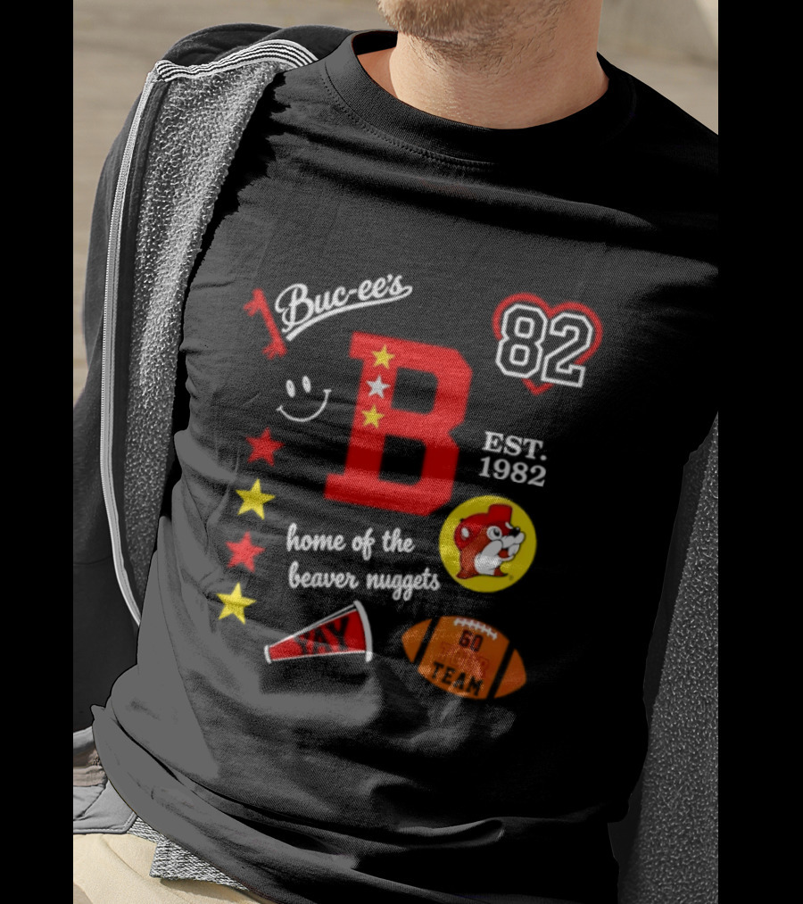 Buc Ee's 82 Est 1982 Home Of The Beaver Nuggets Football Tour T-Shirt