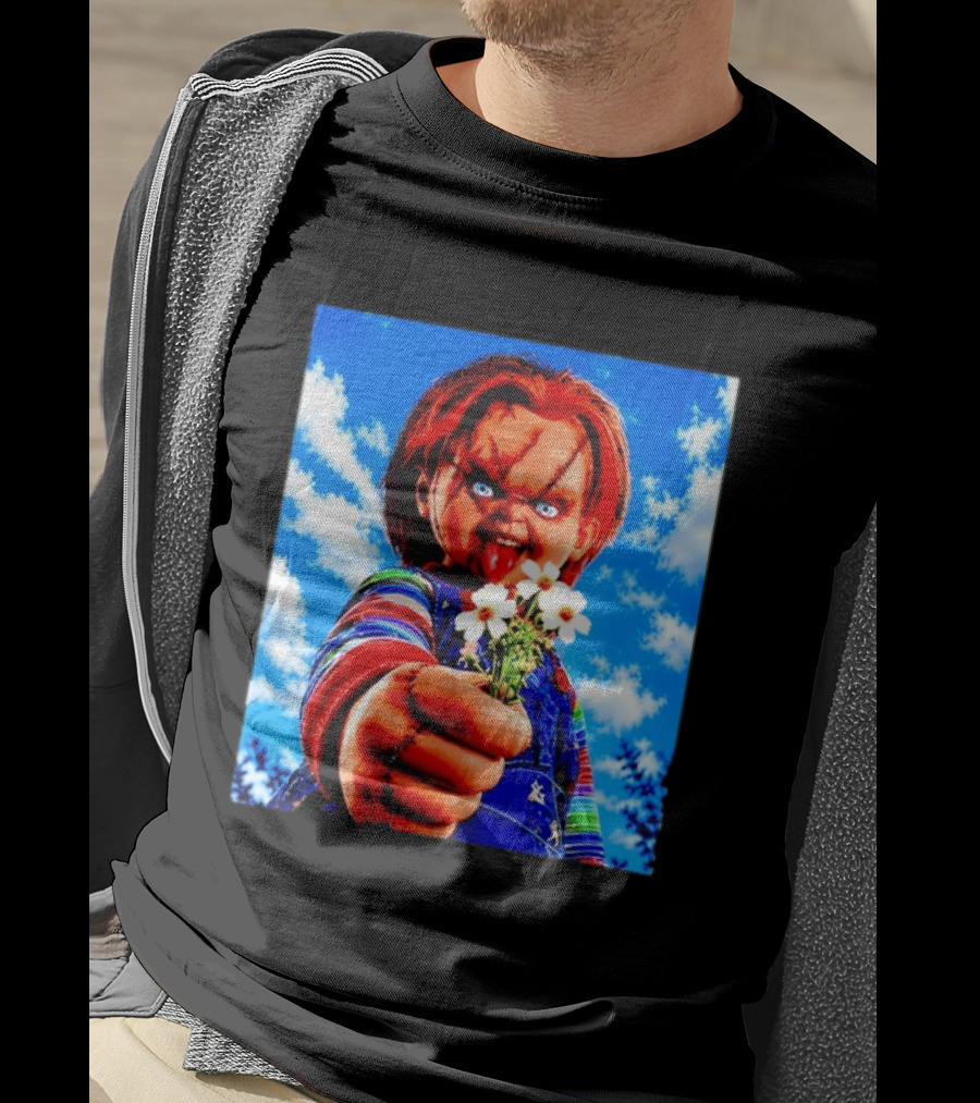 Chucky Child's Play Horror Movie Flowers Gesture T-Shirt