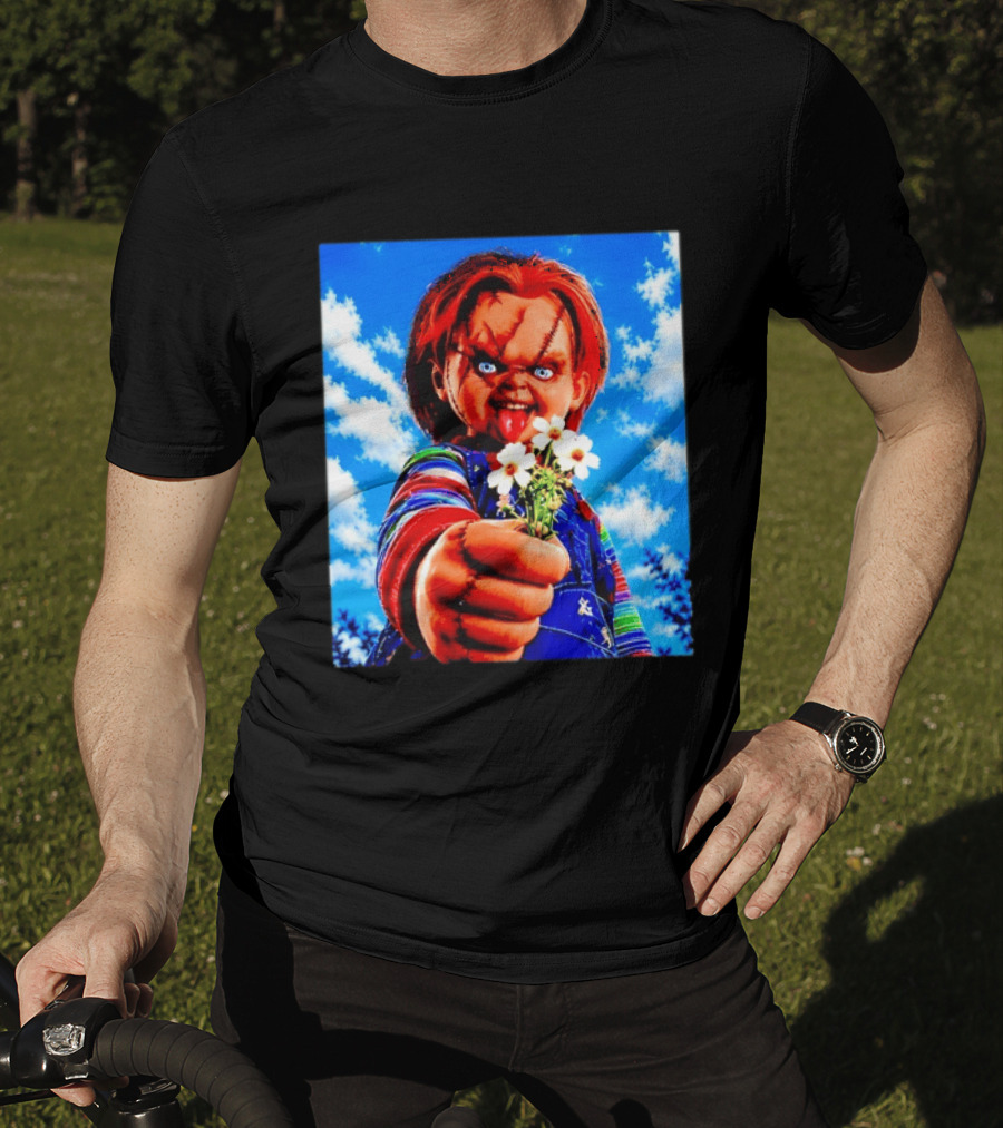 Chucky Child's Play Horror Movie Flowers Gesture T-Shirt