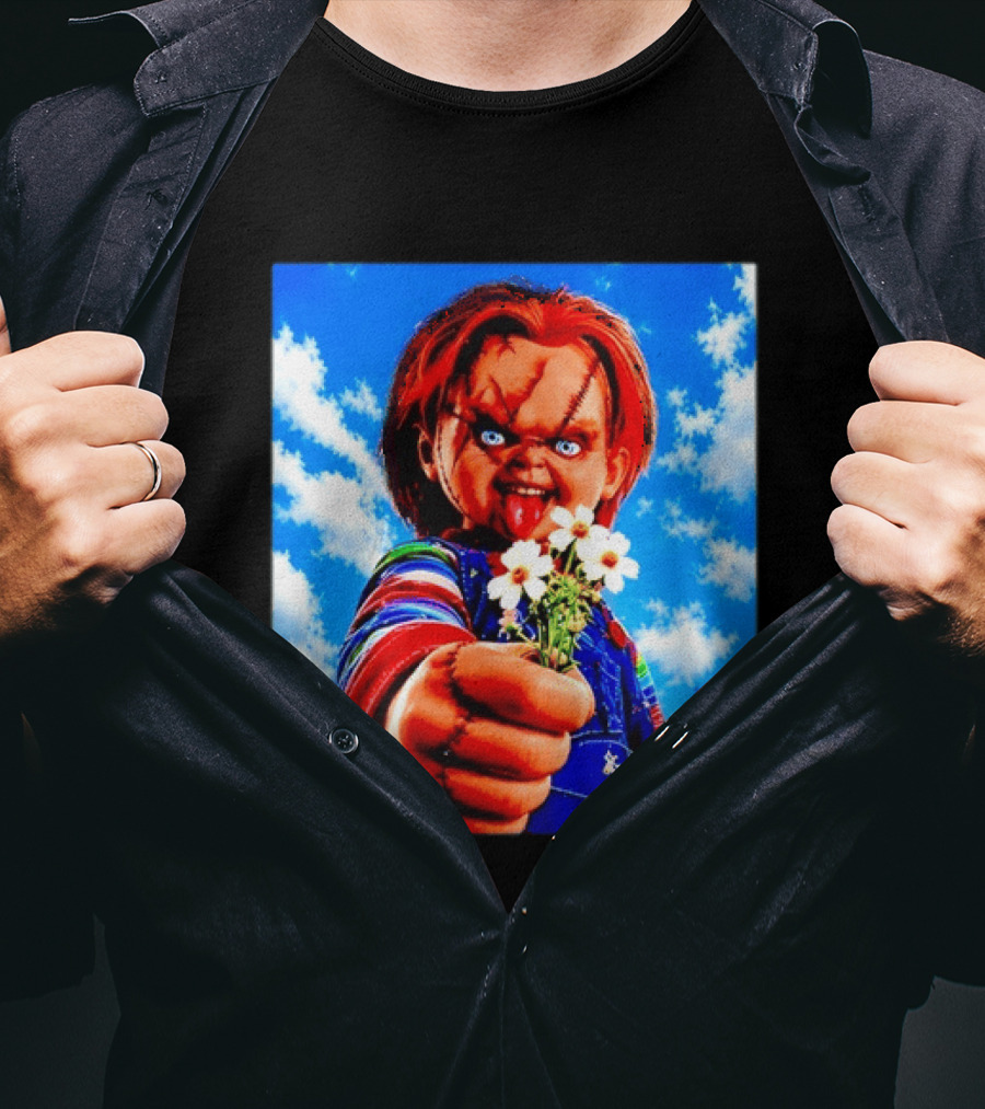 Chucky Child's Play Horror Movie Flowers Gesture T-Shirt