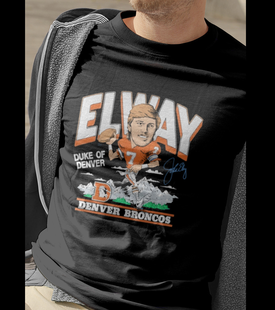 Elway Duke Of Denver Broncos Quarterback Signature Iconic Mountain Denver T-Shirt