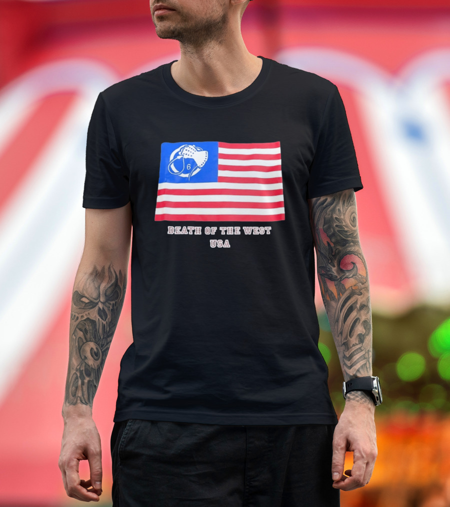 Death Of The West USA Flag Hockey Mask And Crossbones 6 T-Shirt