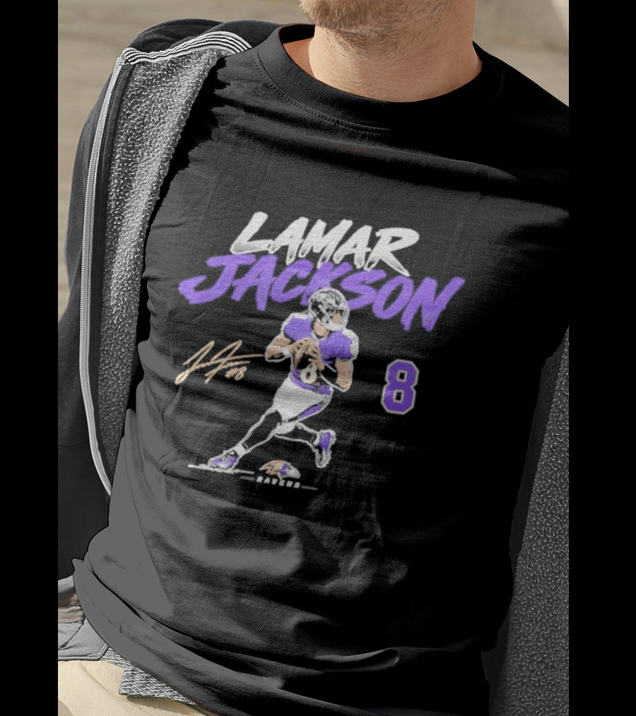 Lamar Jackson 8 Baltimore Ravens Football 2026 T-Shirt