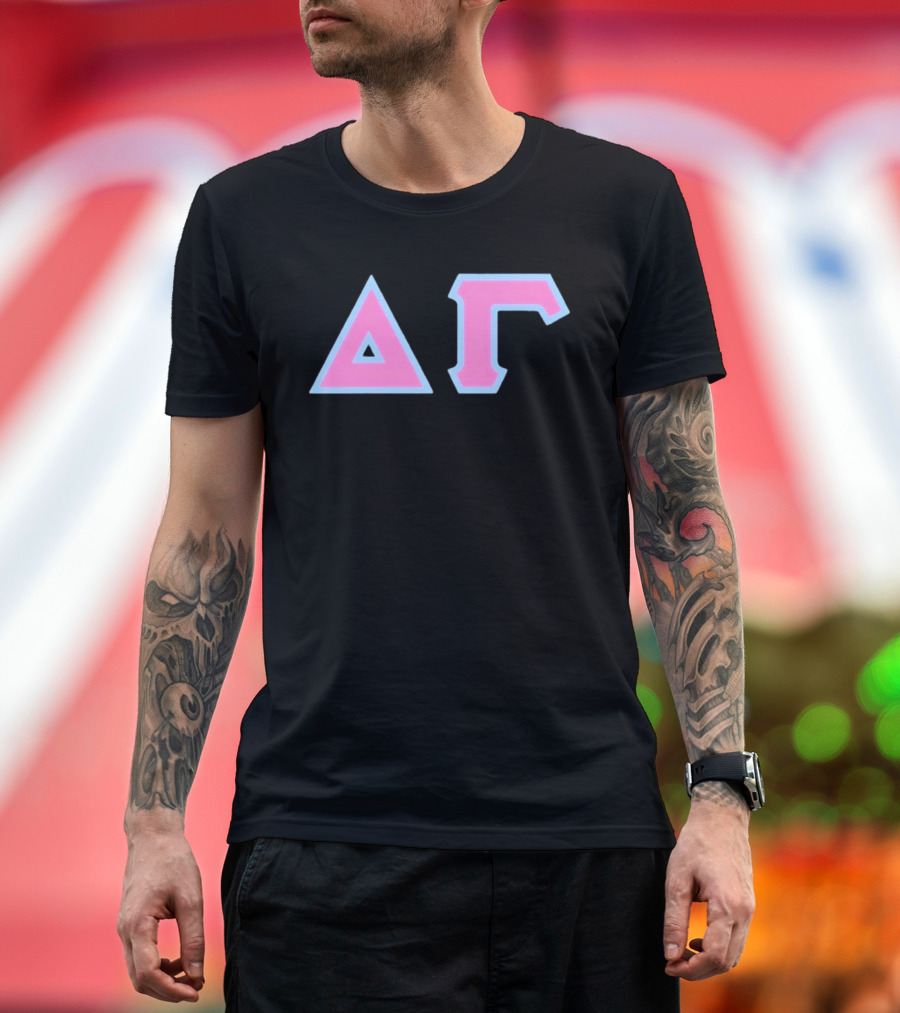 Delta Gamma Sorority Greek Letters Pink And Blue T-Shirt