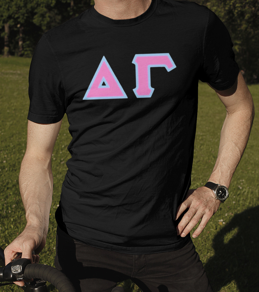 Delta Gamma Sorority Greek Letters Pink And Blue T-Shirt