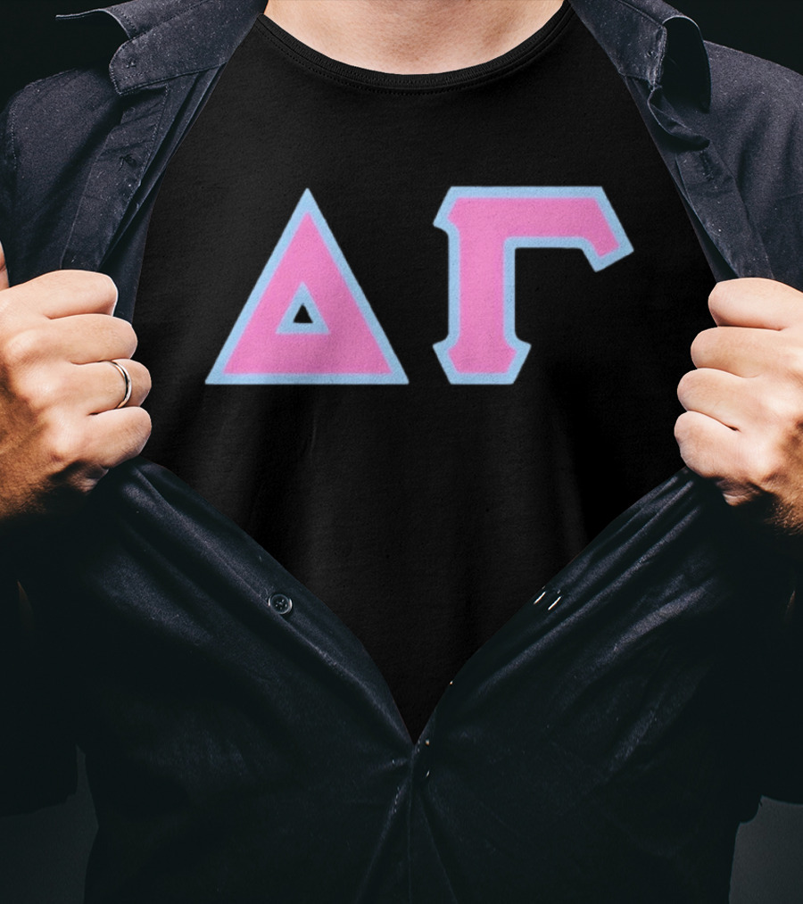 Delta Gamma Sorority Greek Letters Pink And Blue T-Shirt