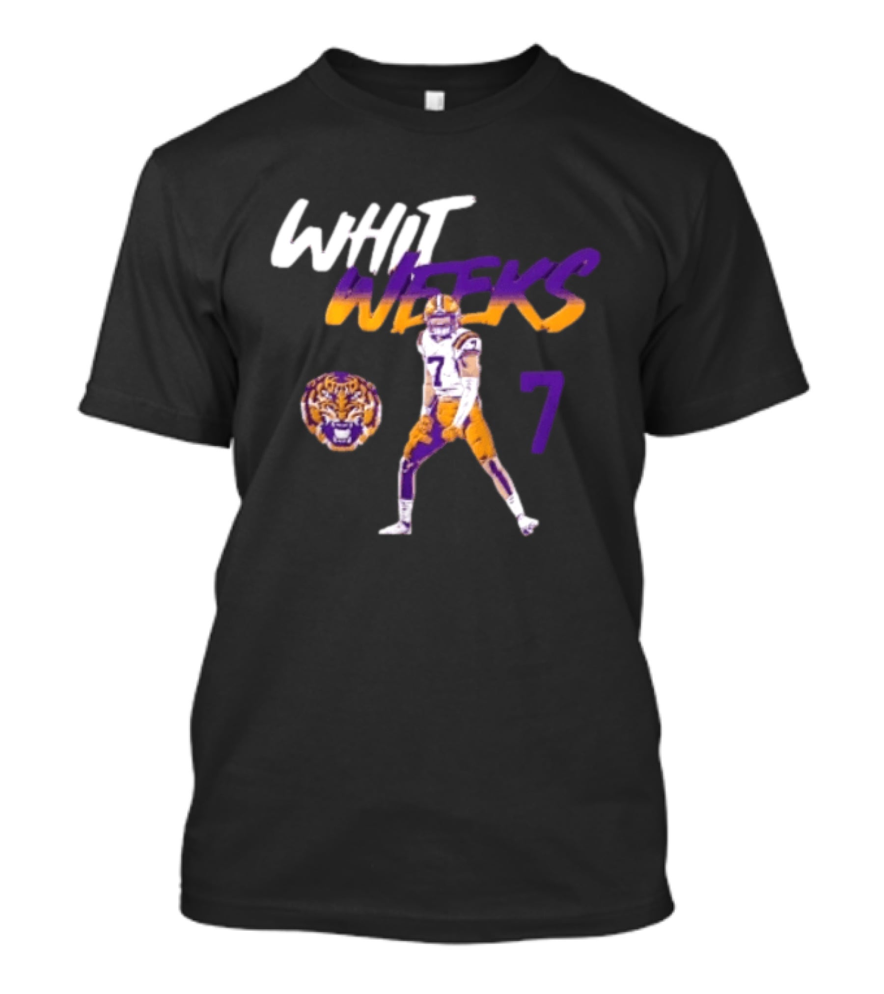 LSU Tigers Football Whit Weeks 7 Player Pose Tiger T-Shirt