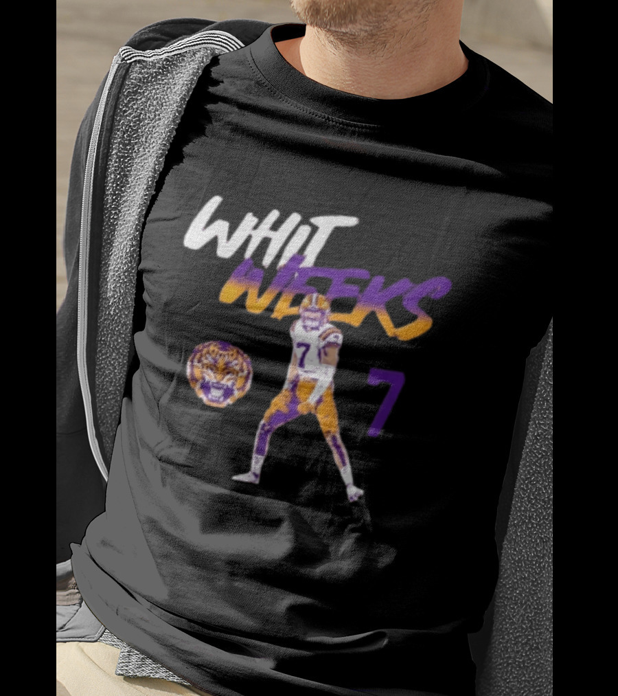 LSU Tigers Football Whit Weeks 7 Player Pose Tiger T-Shirt
