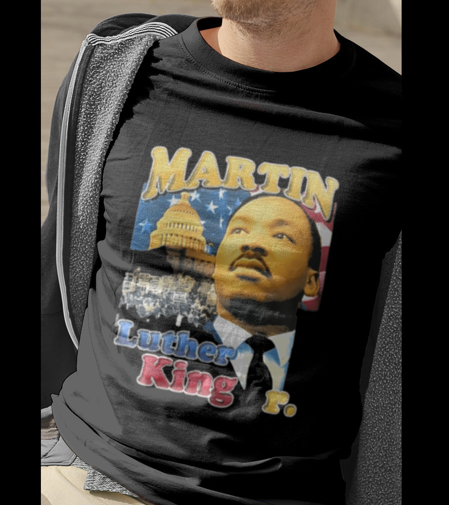 Martin Luther King Jr US Capitol American Flag Civil Rights March T-Shirt