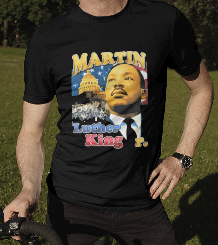Martin Luther King Jr US Capitol American Flag Civil Rights March T-Shirt