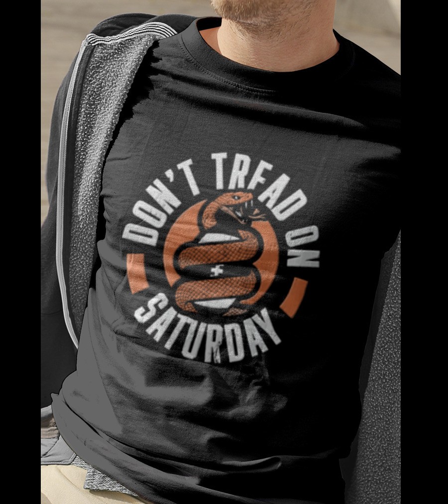 Don't Tread On Saturday Coiled Rattlesnake Orange Distressed T-Shirt