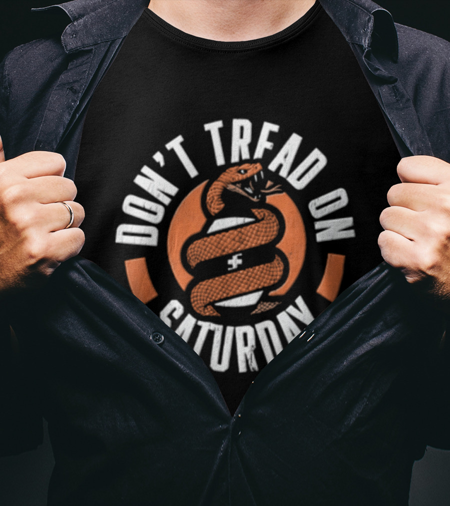Don't Tread On Saturday Coiled Rattlesnake Orange Distressed T-Shirt