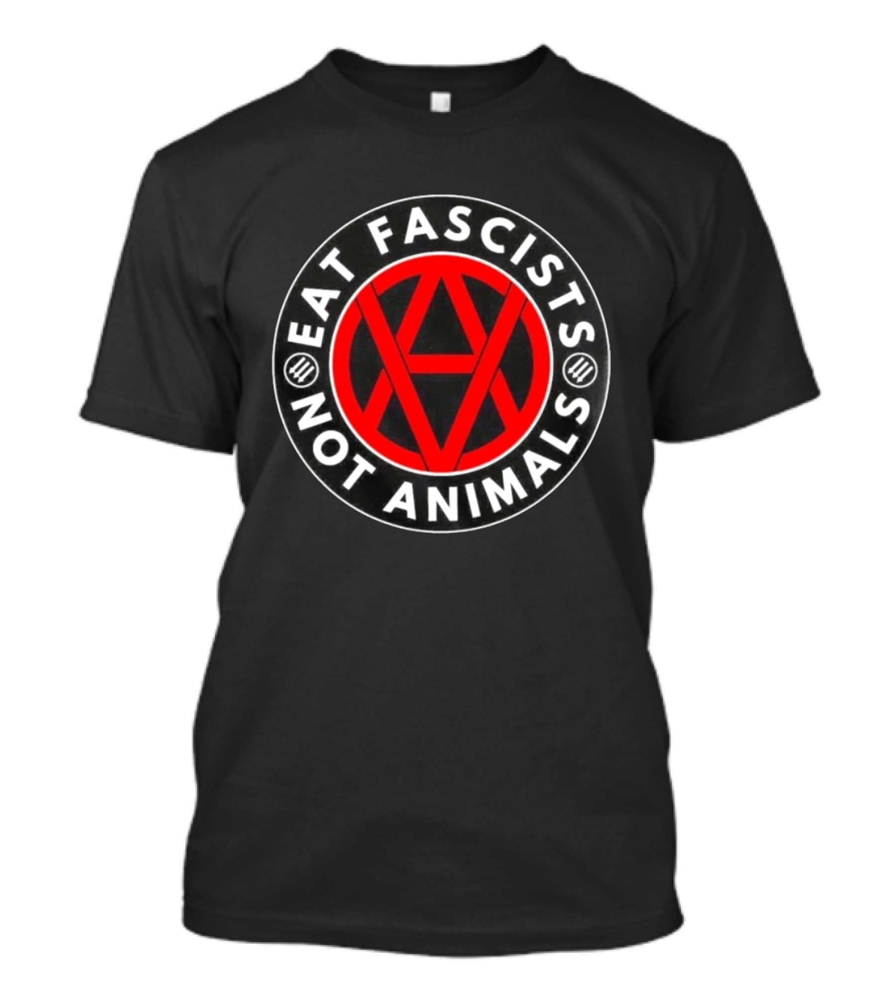 Eat Fascists Not Animals Red Anarchist Circle T-Shirt