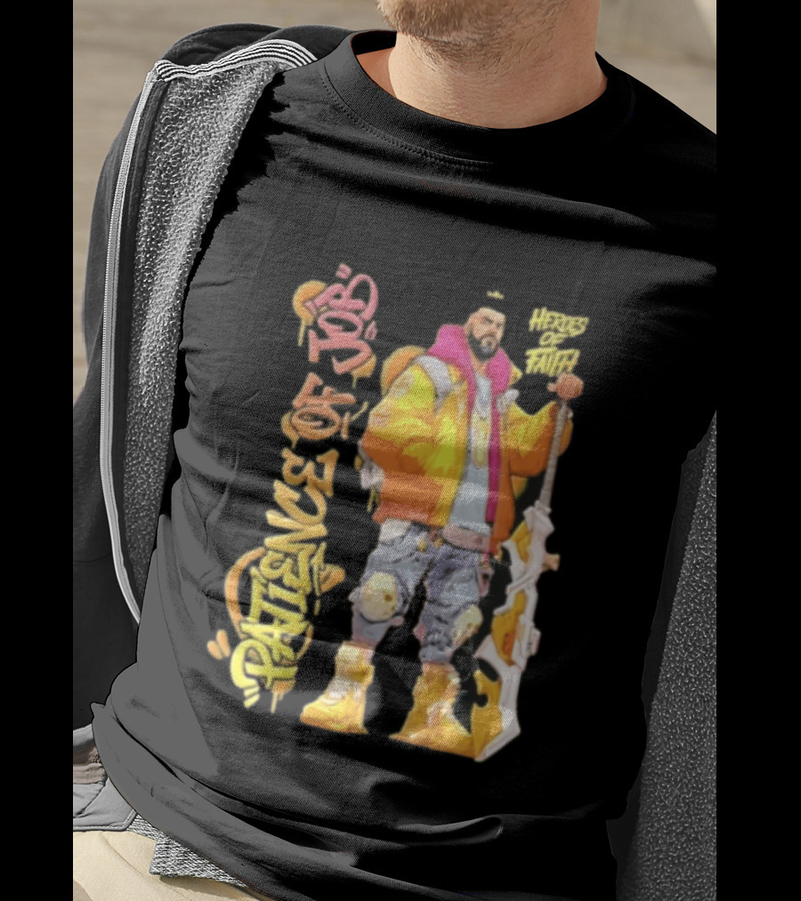 Patience Of Job Heroes Of Faith Bearded Man Sword Cartoon T-Shirt