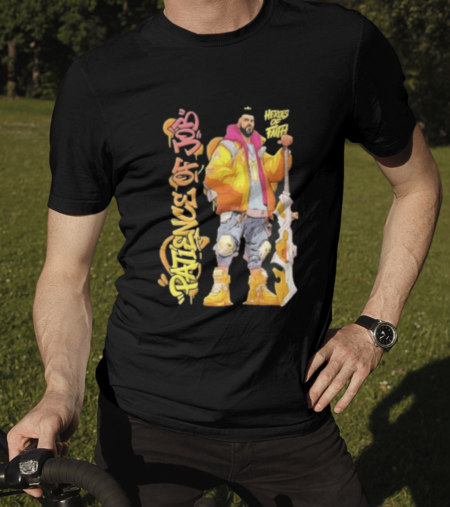 Patience Of Job Heroes Of Faith Bearded Man Sword Cartoon T-Shirt