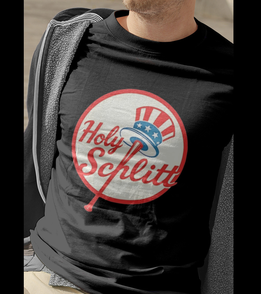 Holy Schlitt Uncle Sam Hat Patriotic Baseball T-Shirt