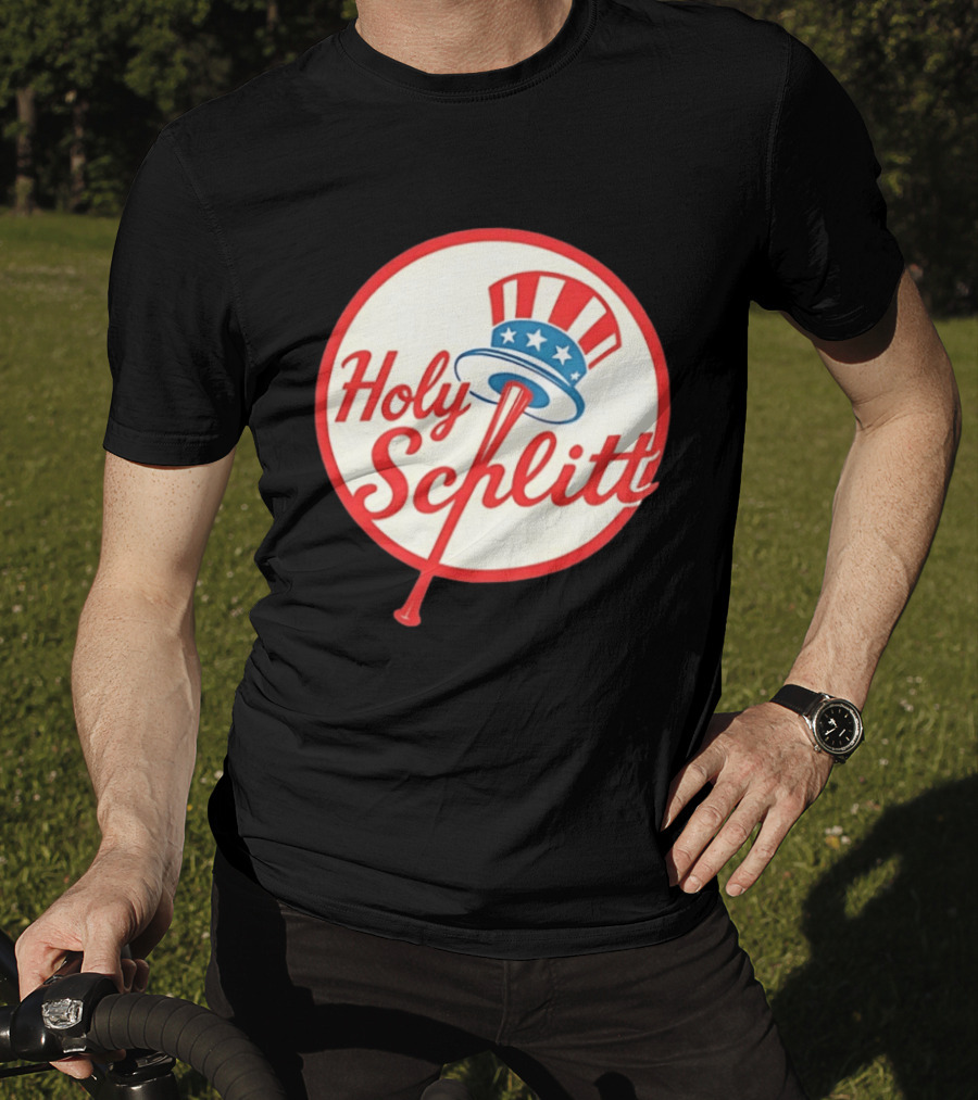 Holy Schlitt Uncle Sam Hat Patriotic Baseball T-Shirt