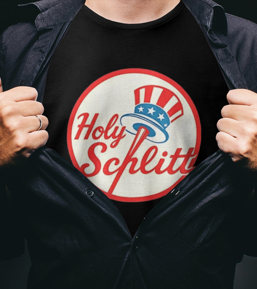 Holy Schlitt Uncle Sam Hat Patriotic Baseball T-Shirt