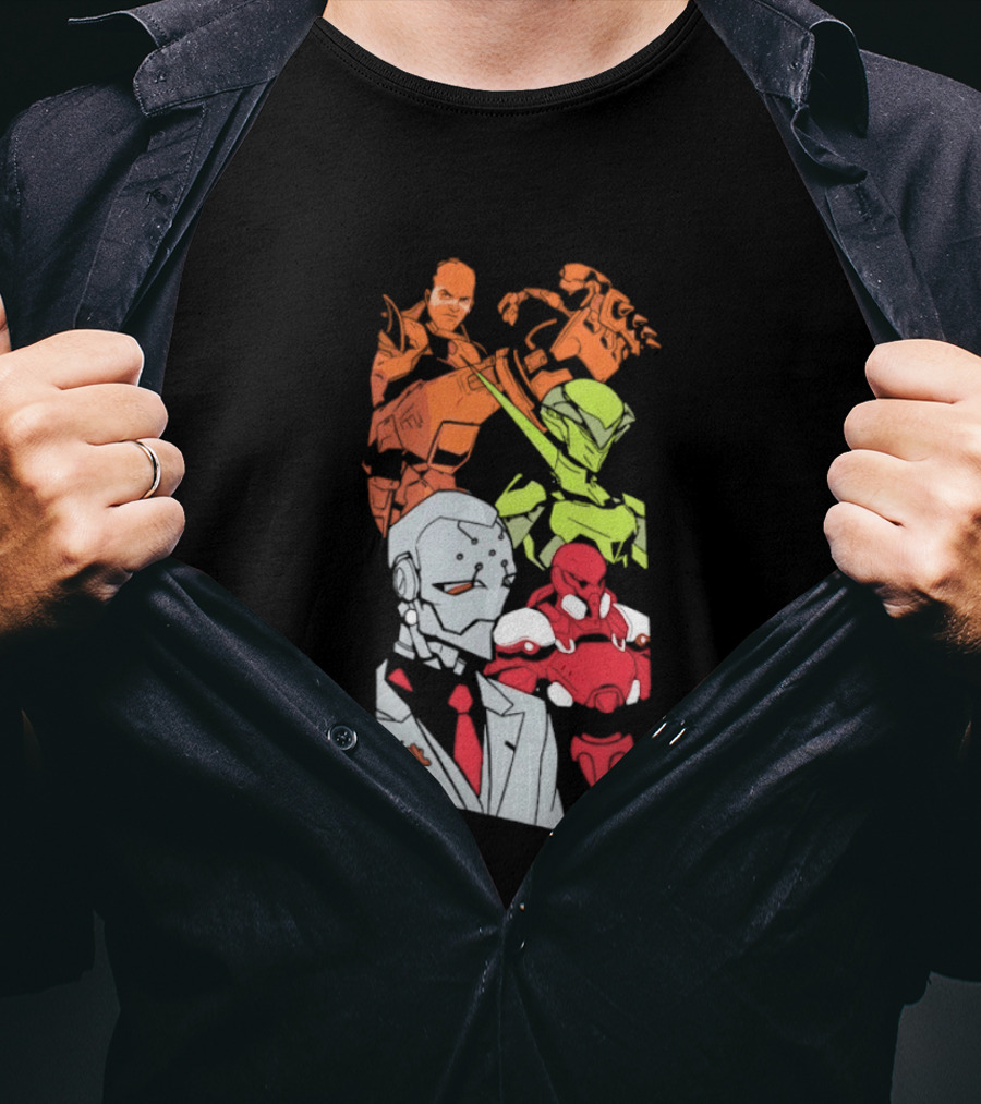 Over Characters Group Sigma Genji Reinhardt Colorful T-Shirt