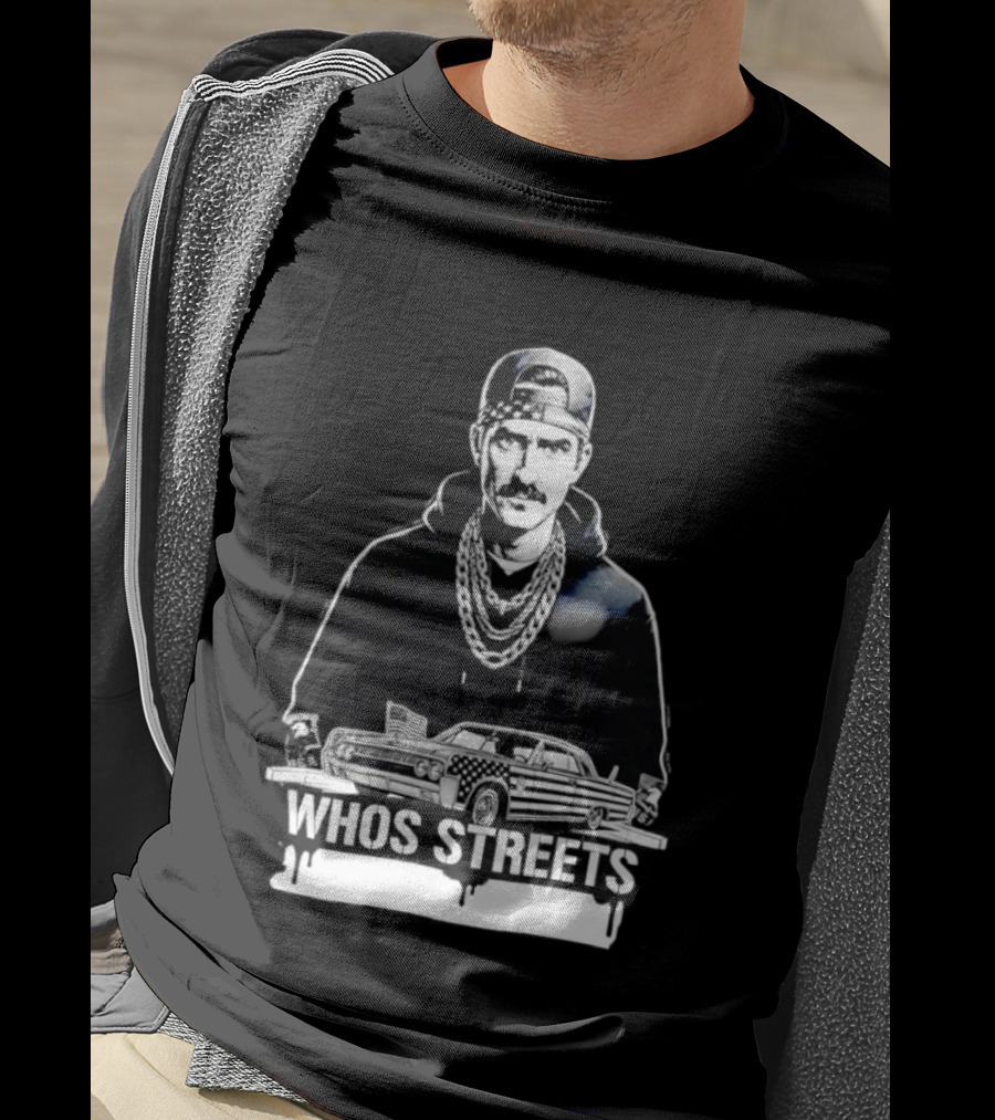 Whos Streets American Flag Car And Man Street Chain Hip Hop Culture T-Shirt