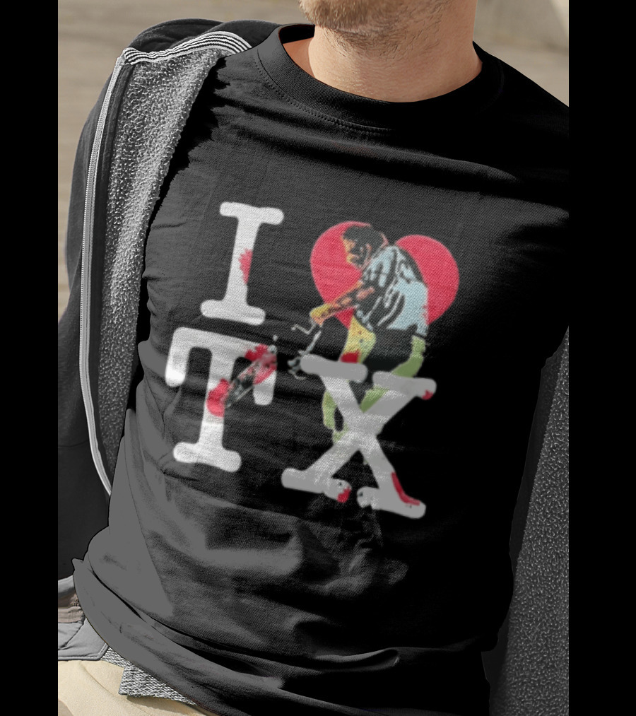 I Love Tx Leatherface Chainsaw Heart Blood Splatter T-Shirt