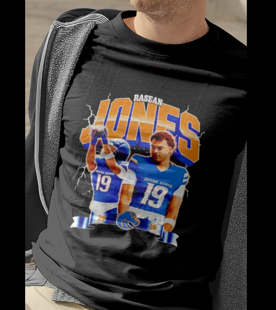 Rasean Jones Boise State Football 2026 Electric Blue Broncos T-Shirt