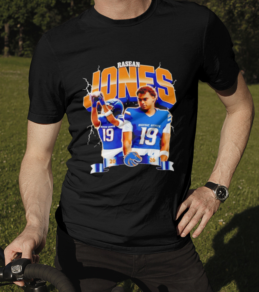 Rasean Jones Boise State Football 2026 Electric Blue Broncos T-Shirt