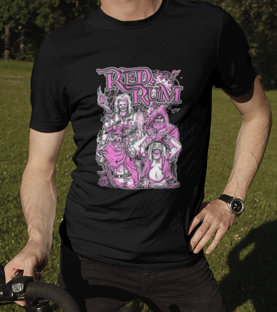 Red Rum Pink Pirate Crew Captain Hooded Wizard Comic Line T-Shirt