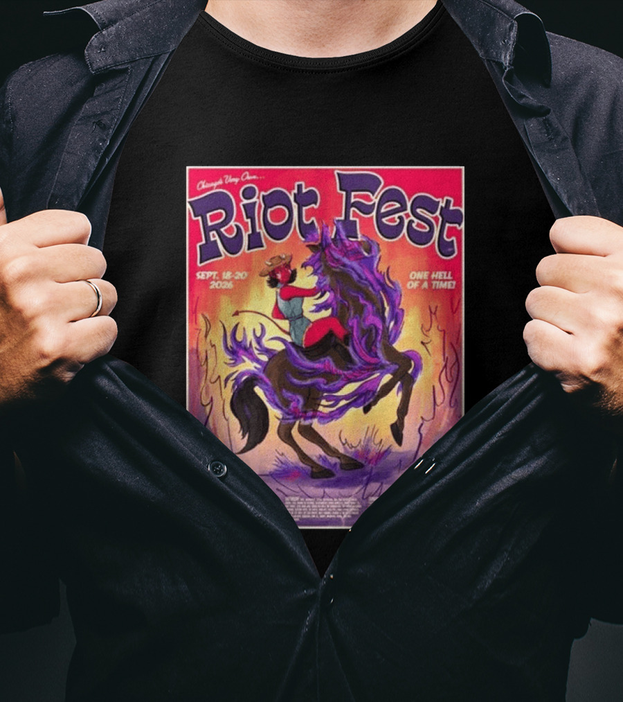 Chicago Douglass Park Riot Fest 2026 Devil Cowgirl Artwork September 18 20 One Hell Of A Time T-Shirt