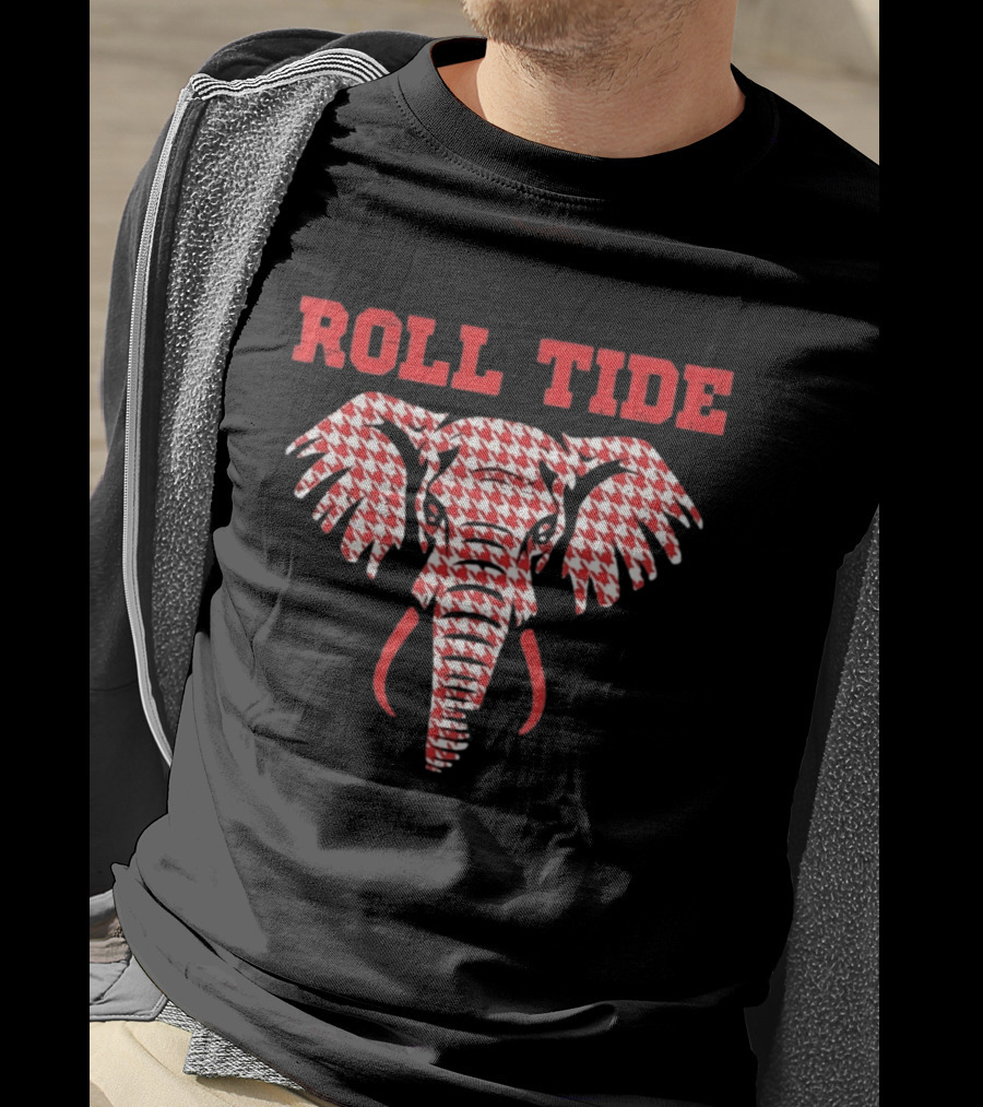 Alabama Crimson Tide Roll Tide Houndstooth Elephant T-Shirt