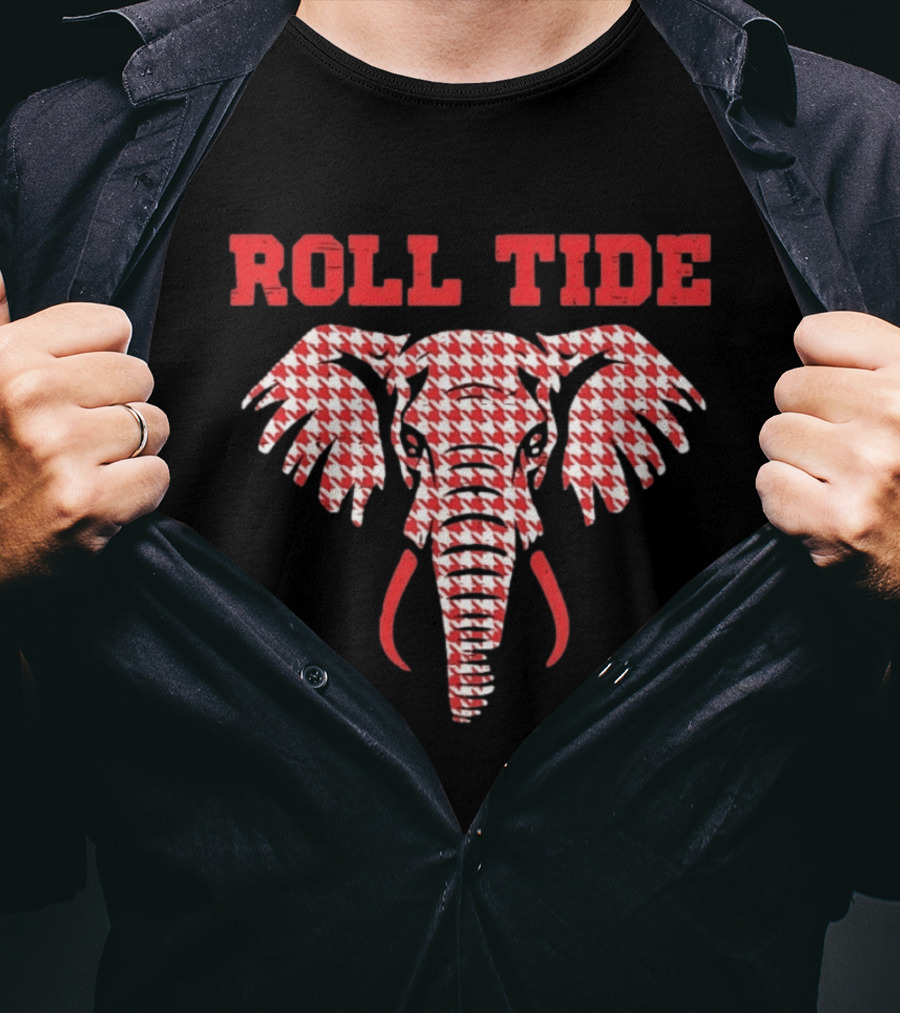 Alabama Crimson Tide Roll Tide Houndstooth Elephant T-Shirt
