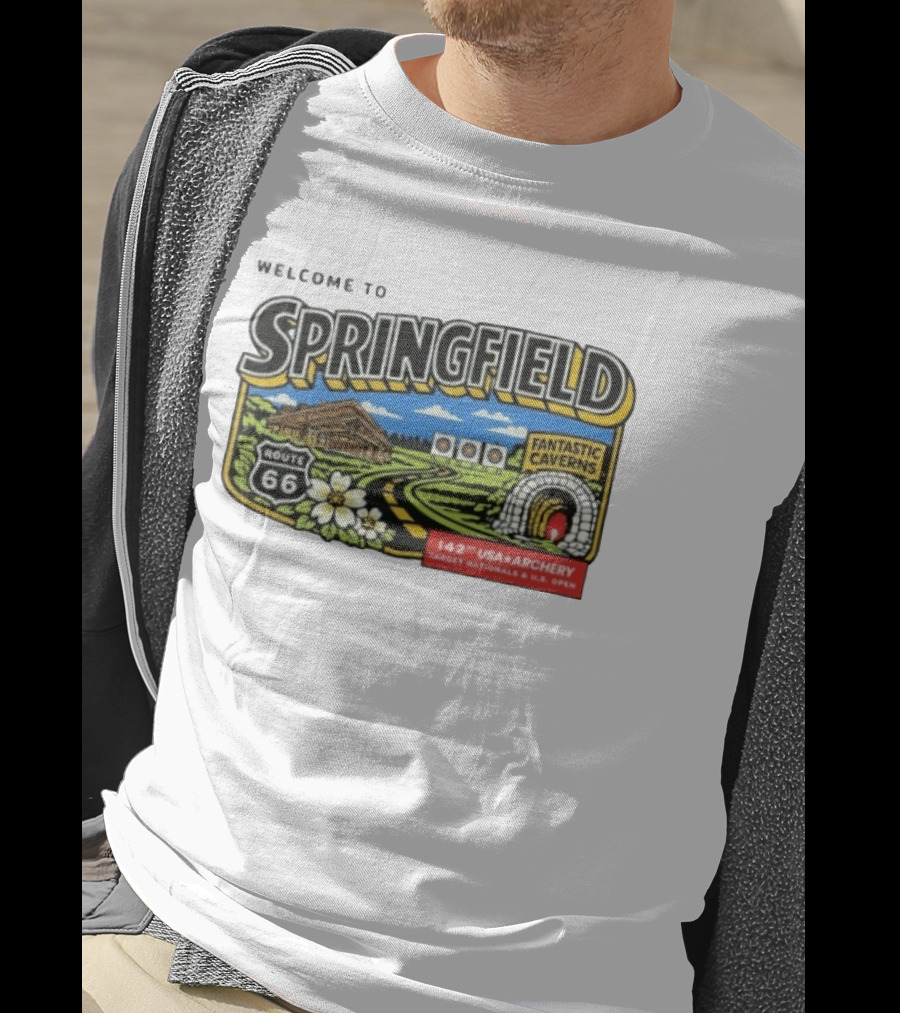 Welcome To Springfield Route 66 Fantastic Caverns 142nd USA Archery Target Nationals U.S. Open T-Shirt